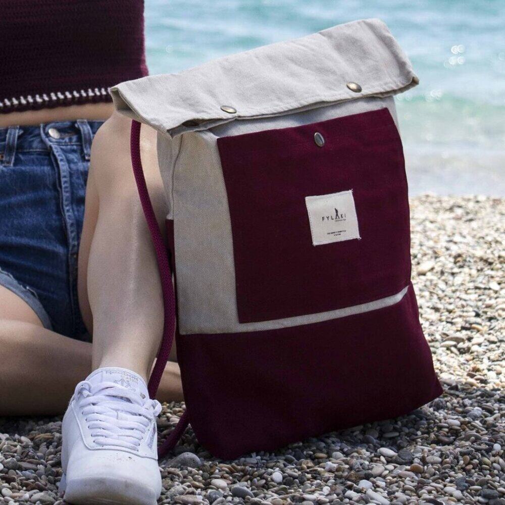 FLYAKI Bi-Color Backpack Handmade Canvas Minimalist High End Sustainable